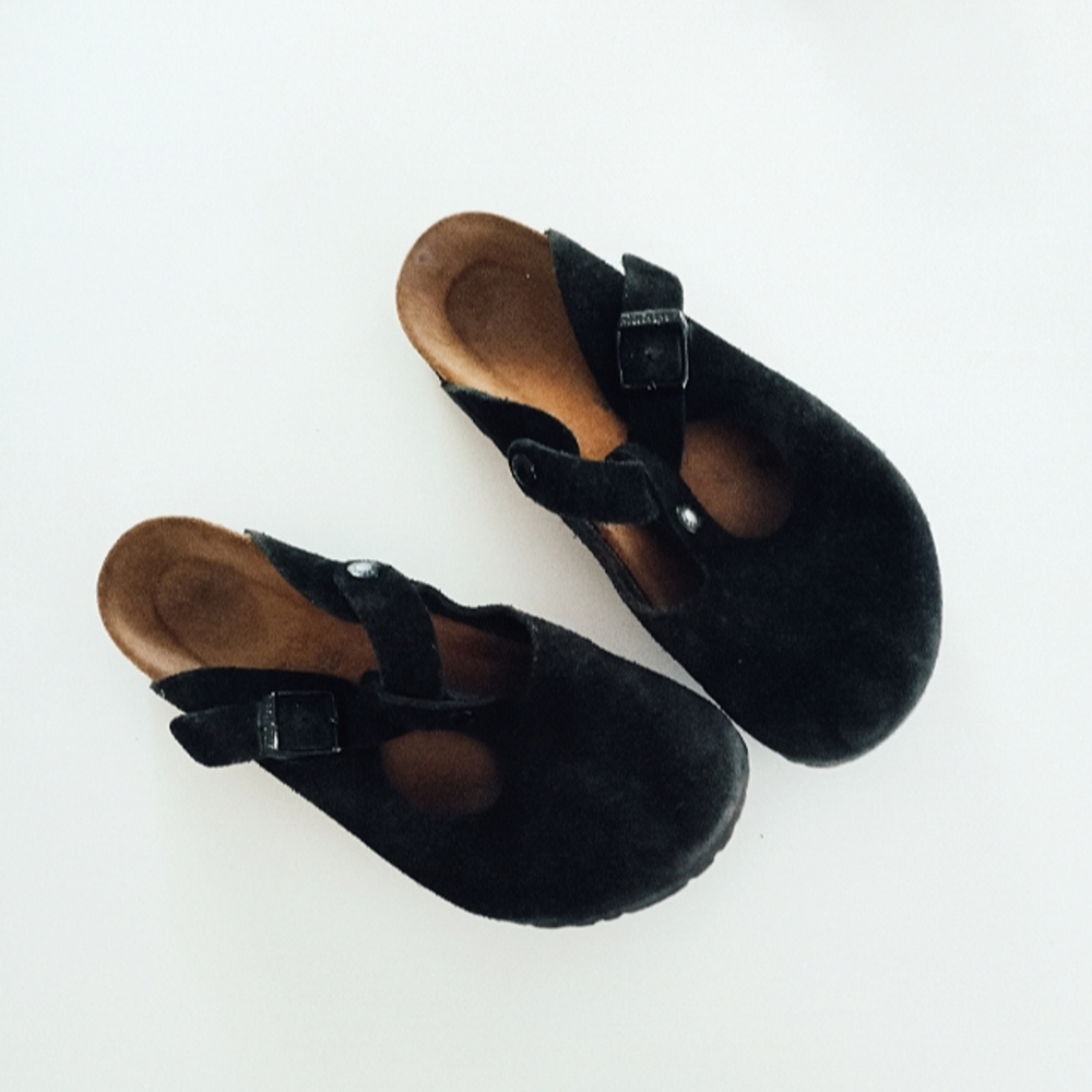 birkenstock • birks bern htf t-strap black suede mary jane boho minimalist clogs